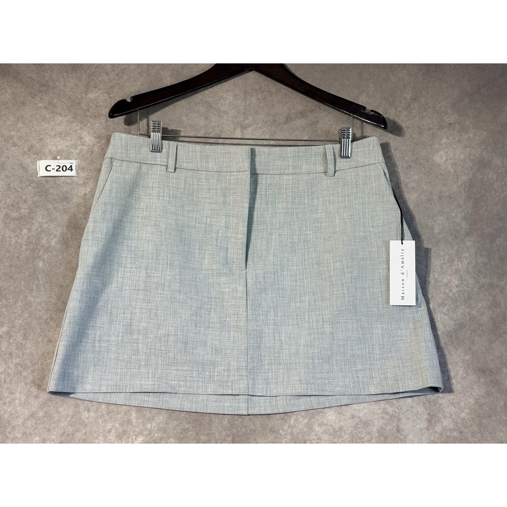Maddison D' Amélie Tailored Gray Mini Skirt Women's Size L Pockets Belt Loops